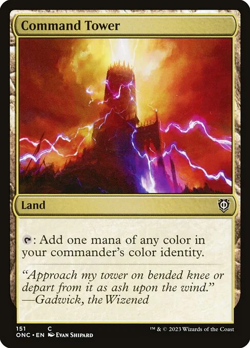 Command Tower, carta Magic di tipo Land illustrata da Evan Shipard