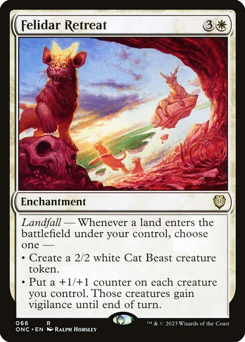 Felidar Retreat, carta Magic di tipo Enchantment illustrata da Ralph Horsley