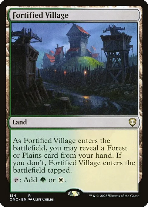 Fortified Village, carta Magic di tipo Land illustrata da Cliff Childs