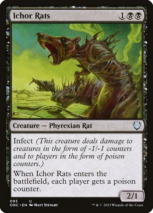 Ichor Rats, carta Magic di tipo Creature — Phyrexian Rat illustrata da Matt Stewart