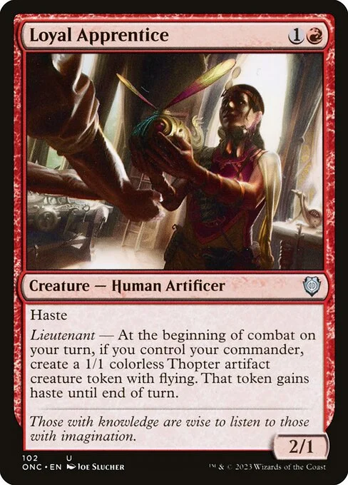 Loyal Apprentice, carta Magic di tipo Creature — Human Artificer illustrata da Joe Slucher