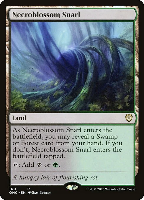 Necroblossom Snarl, carta Magic di tipo Land illustrata da Sam Burley