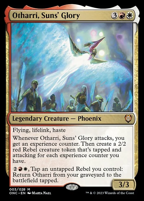 Otharri, Suns' Glory, carta Magic di tipo Legendary Creature — Phoenix illustrata da Marta Nael