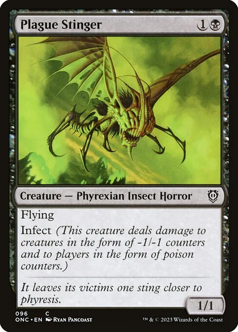 Plague Stinger, carta Magic di tipo Creature — Phyrexian Insect Horror illustrata da Ryan Pancoast