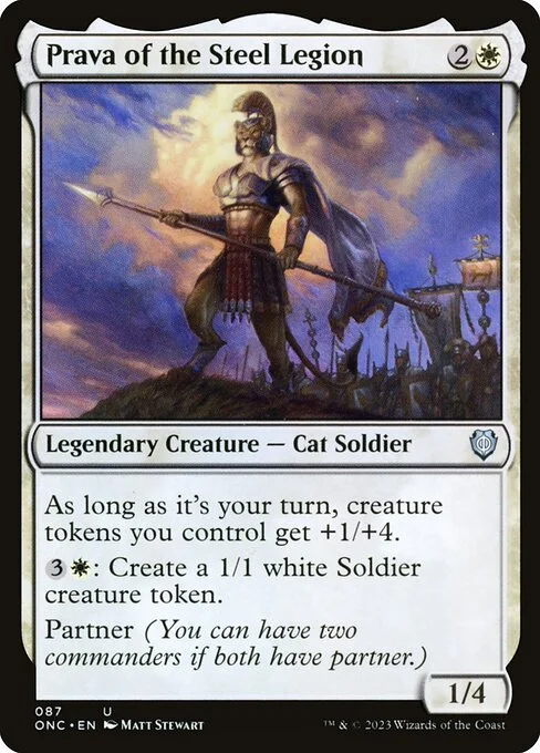Prava of the Steel Legion, carta Magic di tipo Legendary Creature — Cat Soldier illustrata da Matt Stewart