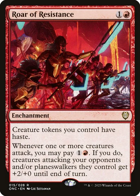 Roar of Resistance, carta Magic di tipo Enchantment illustrata da Lie Setiawan