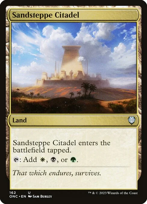 Sandsteppe Citadel, carta Magic di tipo Land illustrata da Sam Burley