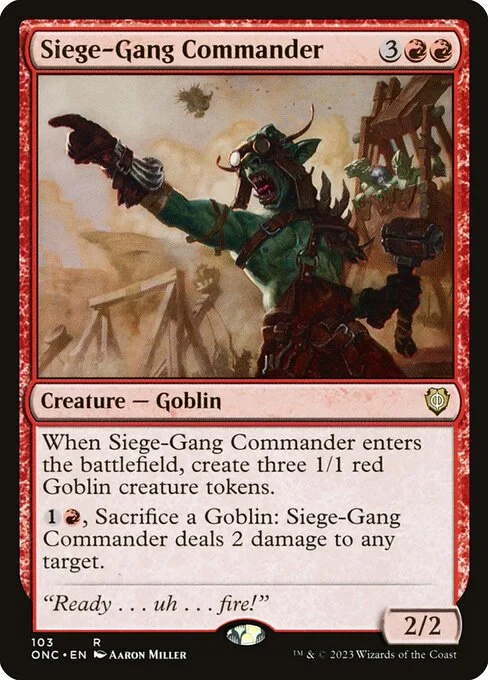 Siege-Gang Commander, carta Magic di tipo Creature — Goblin illustrata da Aaron Miller