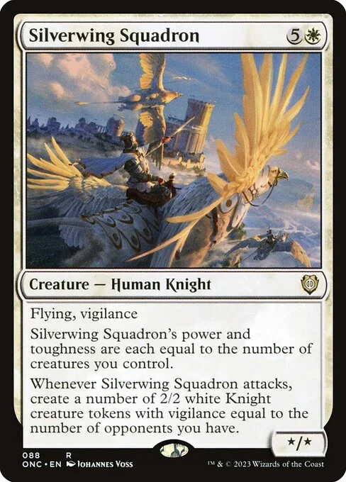 Silverwing Squadron, carta Magic di tipo Creature — Human Knight illustrata da Johannes Voss
