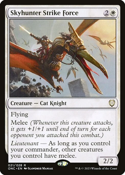 Skyhunter Strike Force, carta Magic di tipo Creature — Cat Knight illustrata da Slawomir Maniak