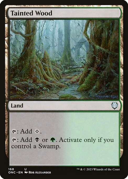 Tainted Wood, carta Magic di tipo Land illustrata da Rob Alexander