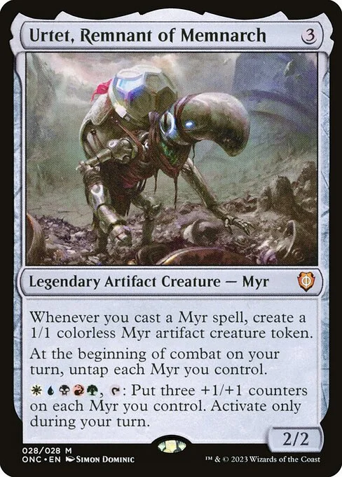 Urtet, Remnant of Memnarch, carta Magic di tipo Legendary Artifact Creature — Myr illustrata da Simon Dominic