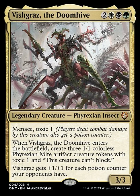 Vishgraz, the Doomhive, carta Magic di tipo Legendary Creature — Phyrexian Insect illustrata da Andrew Mar