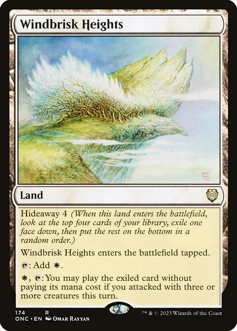 Windbrisk Heights, carta Magic di tipo Land illustrata da Omar Rayyan