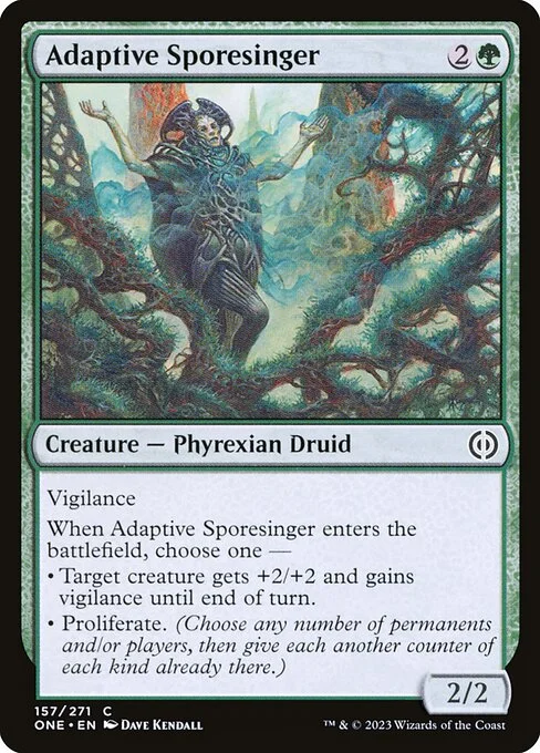 Adaptive Sporesinger, carta Magic di tipo Creature — Phyrexian Druid illustrata da Dave Kendall