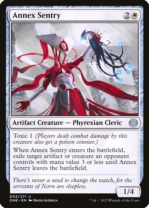 Annex Sentry, carta Magic di tipo Artifact Creature — Phyrexian Cleric illustrata da David Astruga