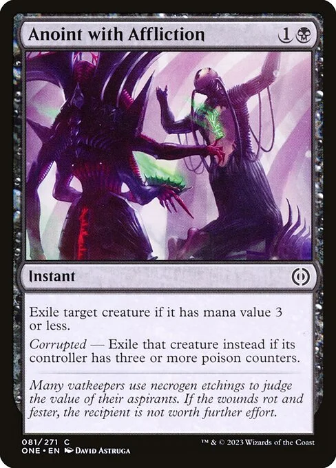 Anoint with Affliction, carta Magic di tipo Instant illustrata da David Astruga