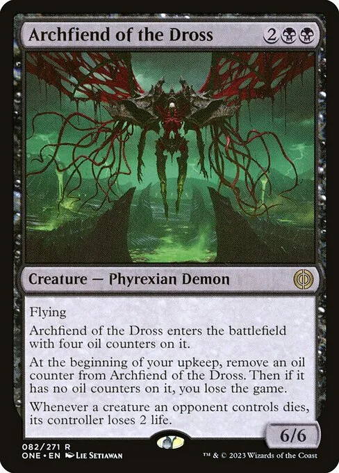 Archfiend of the Dross, carta Magic di tipo Creature — Phyrexian Demon illustrata da Lie Setiawan