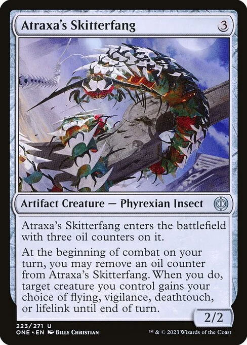 Atraxa's Skitterfang, carta Magic di tipo Artifact Creature — Phyrexian Insect illustrata da Billy Christian