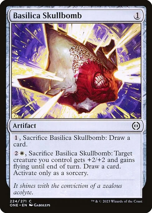 Basilica Skullbomb, carta Magic di tipo Artifact illustrata da Gaboleps