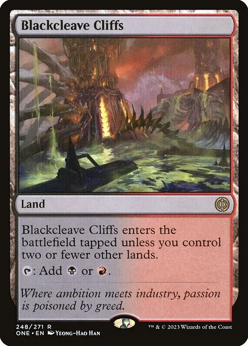Blackcleave Cliffs, carta Magic di tipo Land illustrata da Yeong-Hao Han