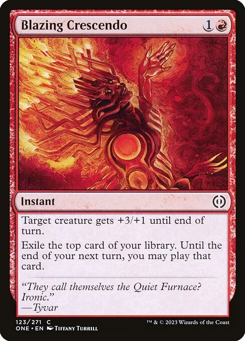 Blazing Crescendo, carta Magic di tipo Instant illustrata da Tiffany Turrill
