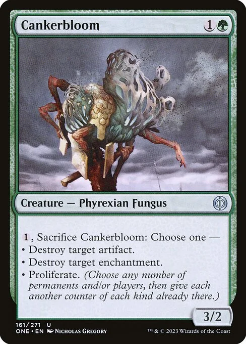 Cankerbloom, carta Magic di tipo Creature — Phyrexian Fungus illustrata da Nicholas Gregory