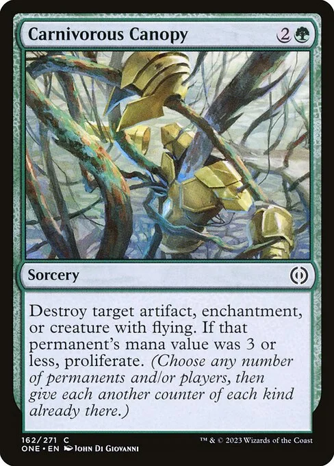 Carnivorous Canopy, carta Magic di tipo Sorcery illustrata da John Di Giovanni