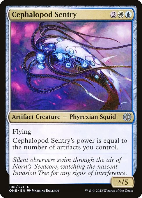 Cephalopod Sentry, carta Magic di tipo Artifact Creature — Phyrexian Squid illustrata da Mathias Kollros