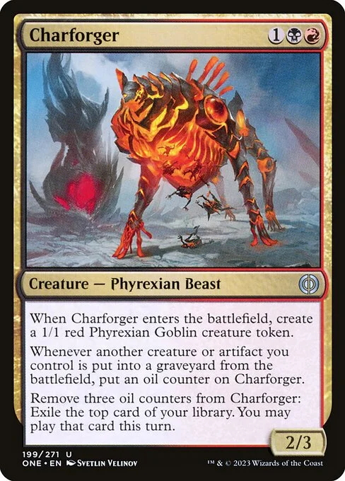 Charforger, carta Magic di tipo Creature — Phyrexian Beast illustrata da Svetlin Velinov