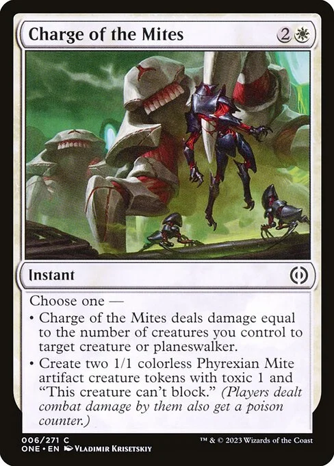 Charge of the Mites, carta Magic di tipo Instant illustrata da Vladimir Krisetskiy