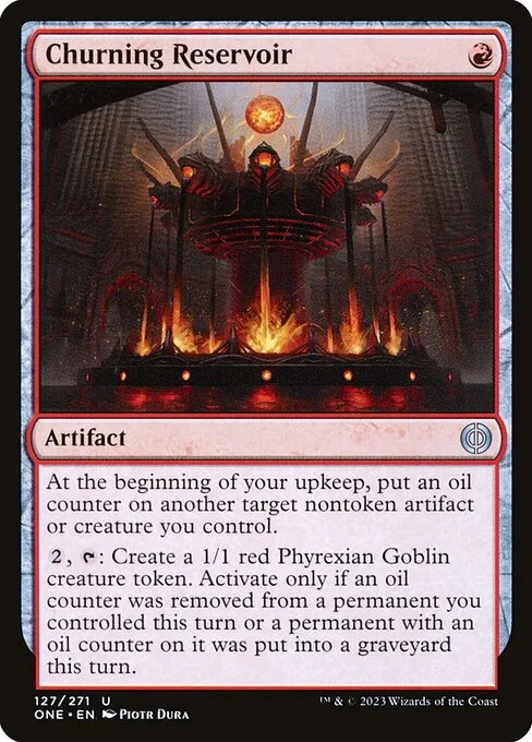 Churning Reservoir, carta Magic di tipo Artifact illustrata da Piotr Dura
