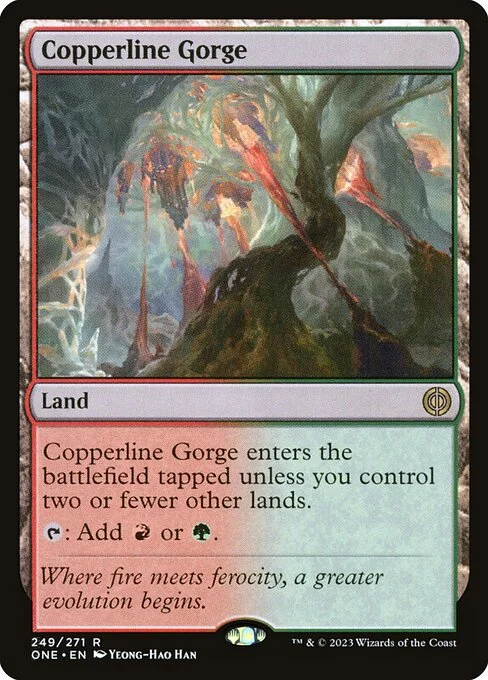 Copperline Gorge, carta Magic di tipo Land illustrata da Yeong-Hao Han
