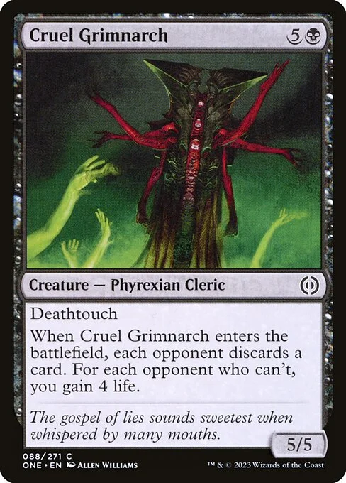 Cruel Grimnarch, carta Magic di tipo Creature — Phyrexian Cleric illustrata da Allen Williams