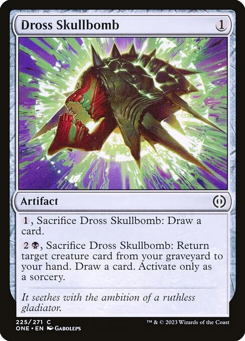 Dross Skullbomb, carta Magic di tipo Artifact illustrata da Gaboleps
