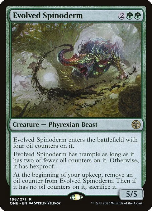 Evolved Spinoderm, carta Magic di tipo Creature — Phyrexian Beast illustrata da Svetlin Velinov