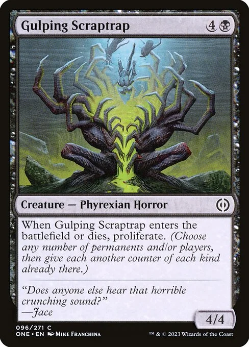 Gulping Scraptrap, carta Magic di tipo Creature — Phyrexian Horror illustrata da Mike Franchina