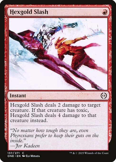 Hexgold Slash, carta Magic di tipo Instant illustrata da Eli Minaya