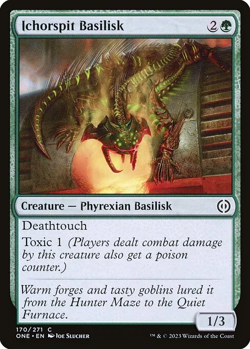 Ichorspit Basilisk, carta Magic di tipo Creature — Phyrexian Basilisk illustrata da Joe Slucher