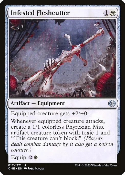 Infested Fleshcutter, carta Magic di tipo Artifact — Equipment illustrata da José Parodi