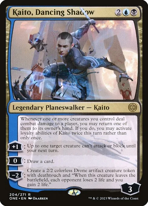 Kaito, Dancing Shadow, carta Magic di tipo Legendary Planeswalker — Kaito illustrata da Daarken