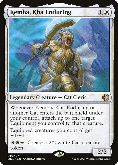 Kemba, Kha Enduring, carta Magic di tipo Legendary Creature — Cat Cleric illustrata da Zoltan Boros