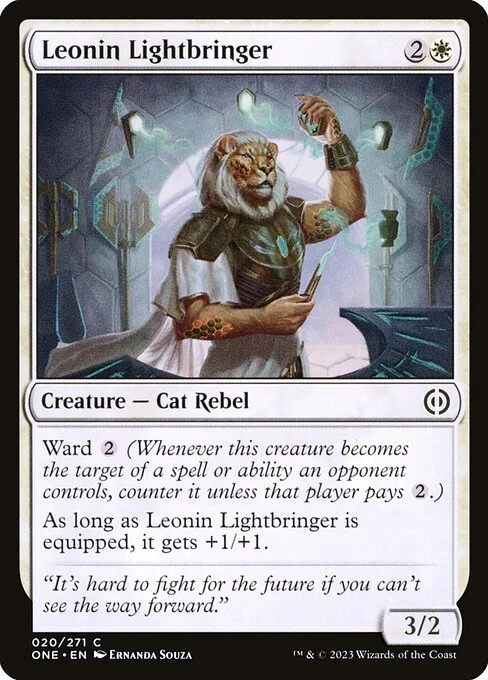 Leonin Lightbringer, carta Magic di tipo Creature — Cat Rebel illustrata da Ernanda Souza