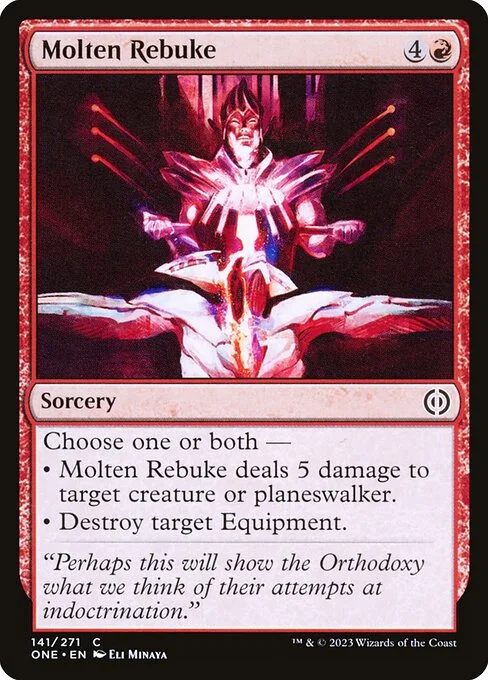 Molten Rebuke, carta Magic di tipo Sorcery illustrata da Eli Minaya