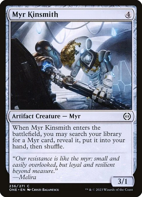 Myr Kinsmith, carta Magic di tipo Artifact Creature — Myr illustrata da Cristi Balanescu