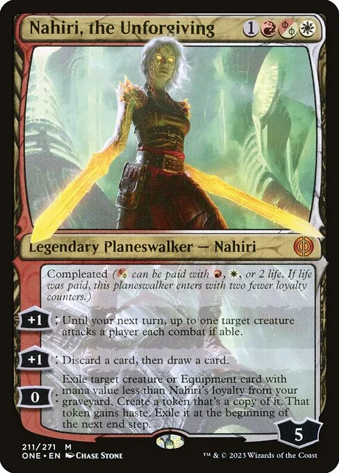 Nahiri, the Unforgiving, carta Magic di tipo Legendary Planeswalker — Nahiri illustrata da Chase Stone