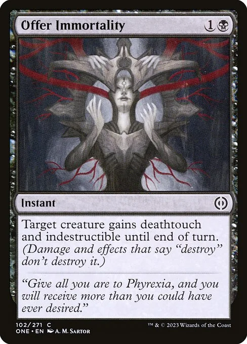 Offer Immortality, carta Magic di tipo Instant illustrata da A. M. Sartor