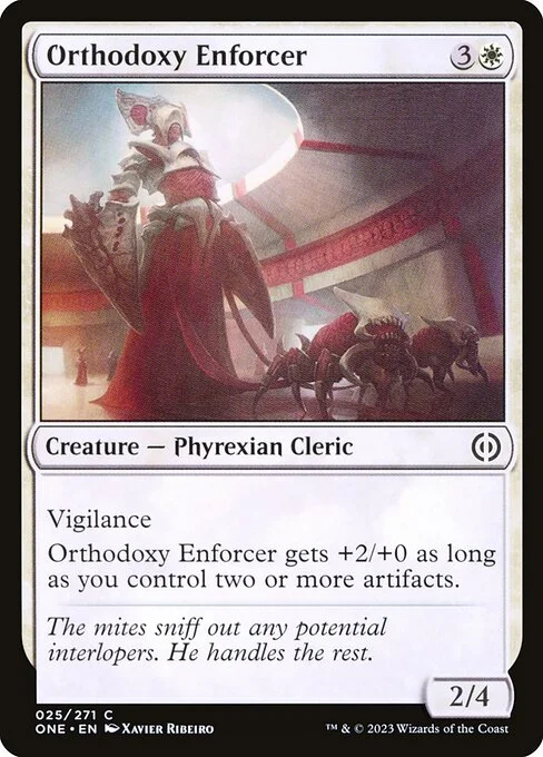 Orthodoxy Enforcer, carta Magic di tipo Creature — Phyrexian Cleric illustrata da Xavier Ribeiro