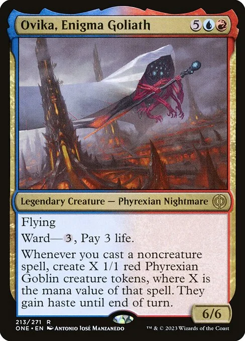 Ovika, Enigma Goliath, carta Magic di tipo Legendary Creature — Phyrexian Nightmare illustrata da Antonio José Manzanedo