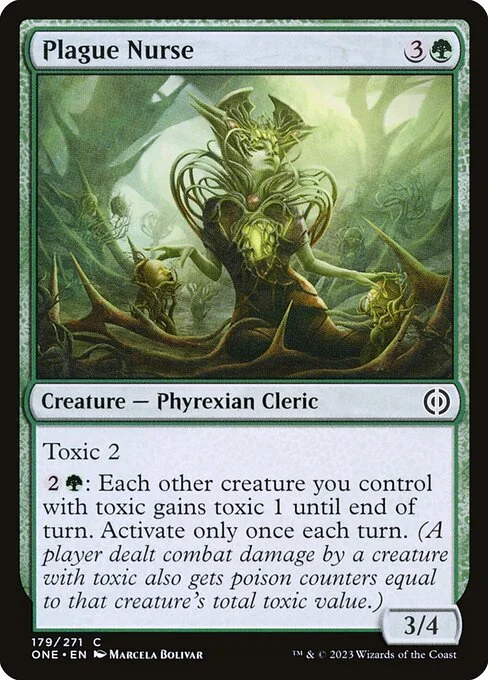 Plague Nurse, carta Magic di tipo Creature — Phyrexian Cleric illustrata da Marcela Bolívar